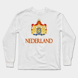 Nederland - Netherlands Coat of Arms Design (Dutch Text) Long Sleeve T-Shirt